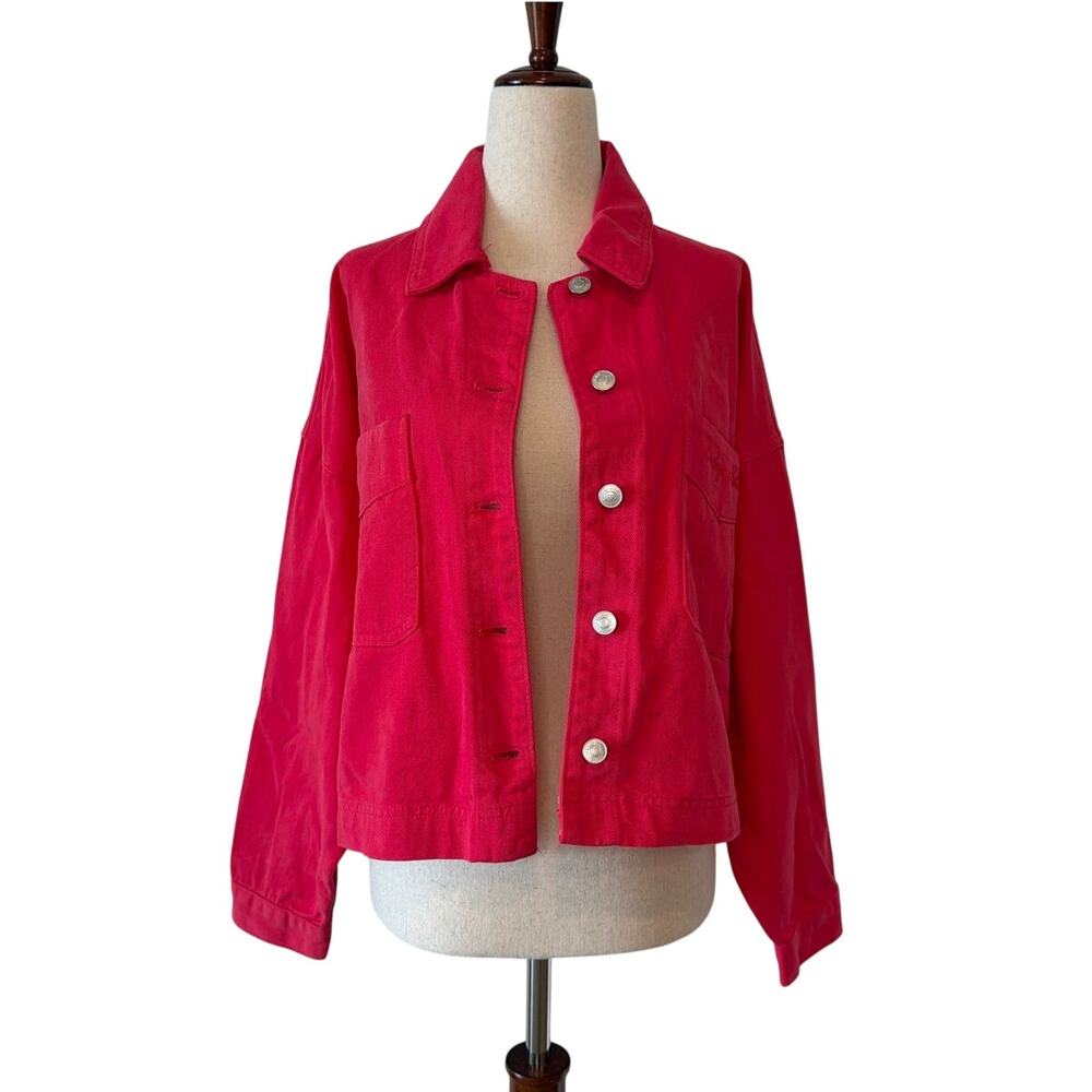NWOT Gameday Social Ohio State Denim Jacket, Red, Women's Medium